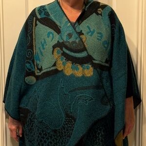 Reversible Koi/Dragon Jacquard Ruana
